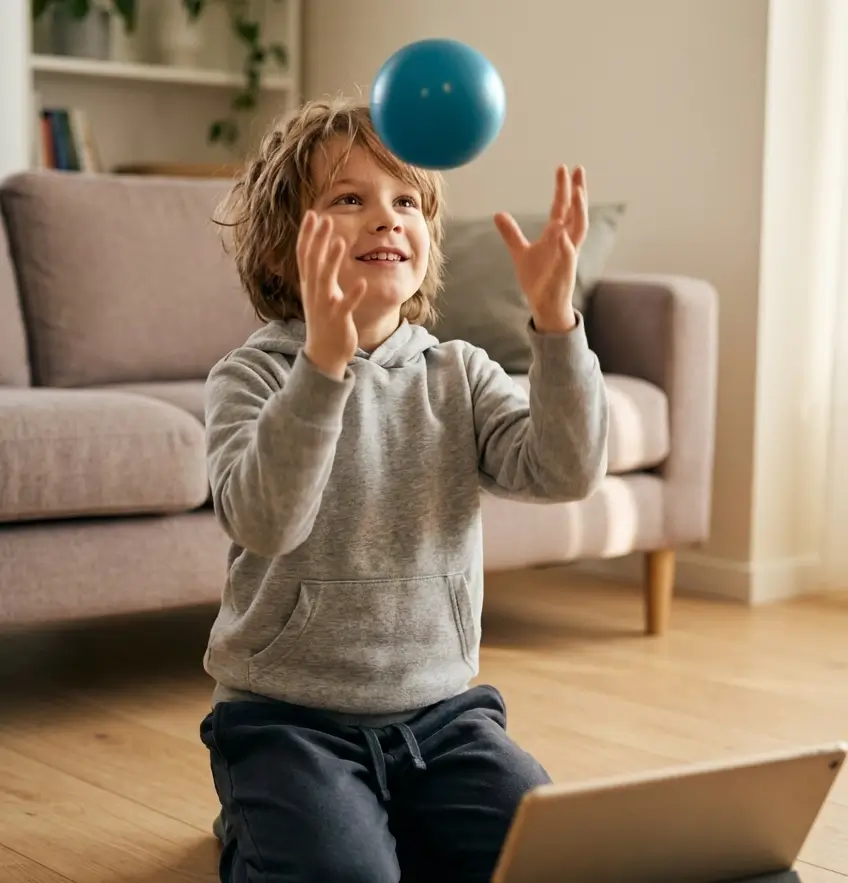Children learning and moving together in a classroom