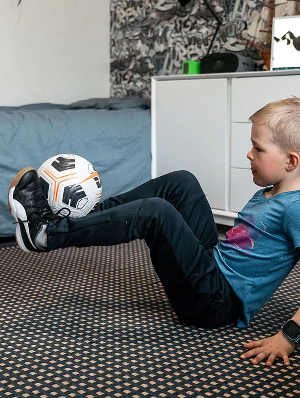 Child continuing movement practice at home